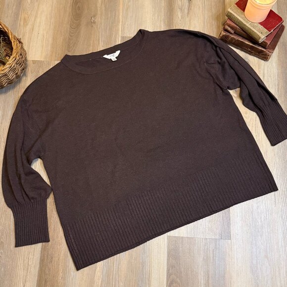 Terra & Sky Brown Boatneck Pullover Sweater Plus Size 2X - Picture 1 of 9